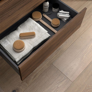 Mobile bagno sospeso 80 cm noce maya con top e specchio Gaya