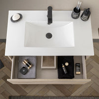 Mobile bagno sospeso 80 cm rovere alaska con cassetto e specchio Oasi