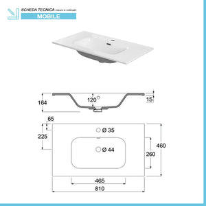 Mobile bagno sospeso 80 cm rovere alaska un cassetto con pensile e specchio Oasi