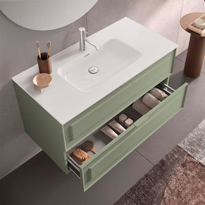 Mobile bagno sospeso 80 cm salvia opaco con lavabo e specchio Matisse