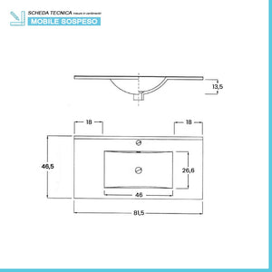 Mobile bagno sospeso 80 cm stile industrial nero e legno Baketo