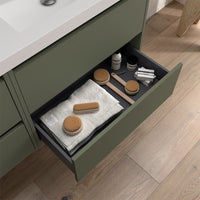 Mobile bagno sospeso 80 cm verde satinato con specchio e lavabo Gaya