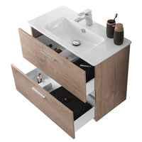 Mobile bagno sospeso 80 rovere africa con lavabo e specchio Miami