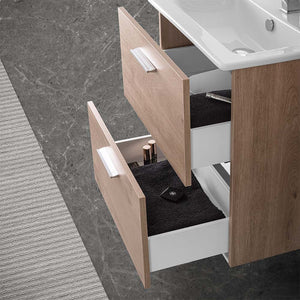 Mobile bagno sospeso 80 rovere africa con lavabo e specchio Miami