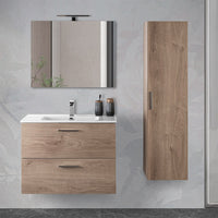 Mobile bagno sospeso 80 rovere africa con lavabo e specchio Miami