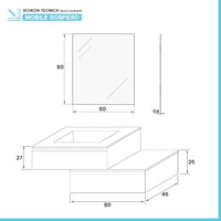 Mobile bagno sospeso 80 rovere bianco con base lavabo e cassetto Nadia