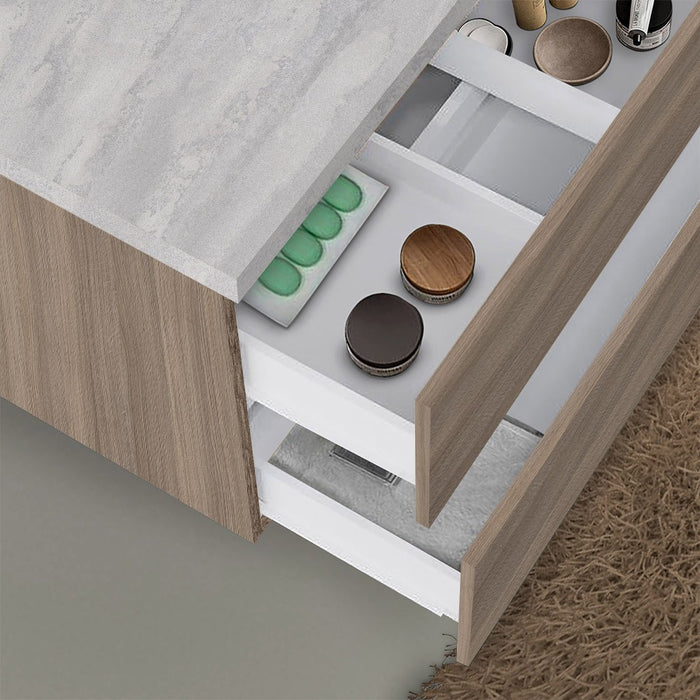 Mobile bagno sospeso 80 rovere fumo top cenere con specchio LED Town