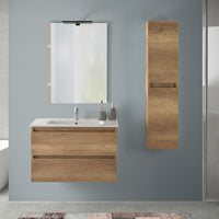 Mobile bagno sospeso 80 rovere naturale completo con 2 cassetti Nadia