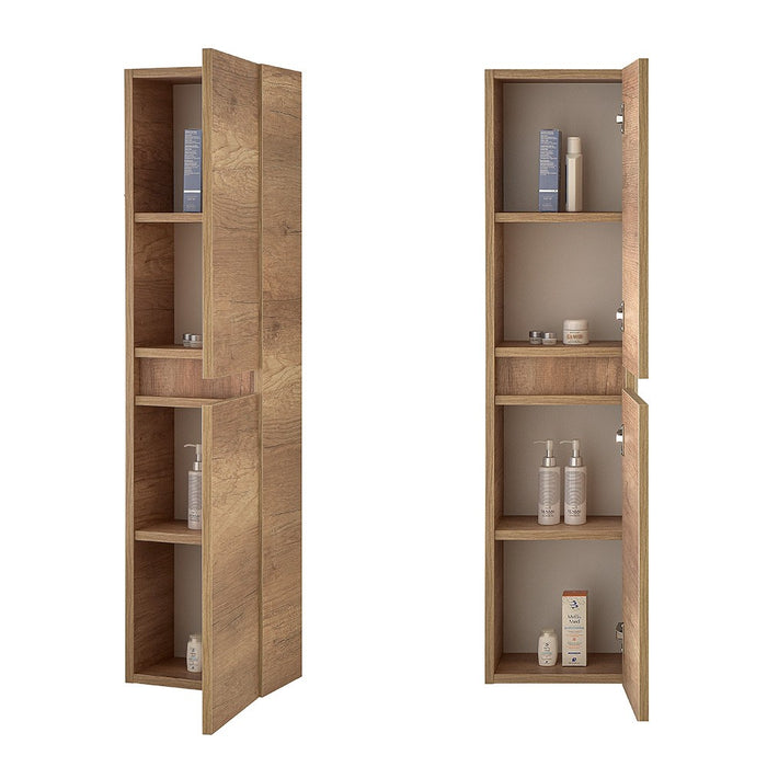 Mobile bagno sospeso 80 rovere naturale con 2 cassetti e pensile Nadia