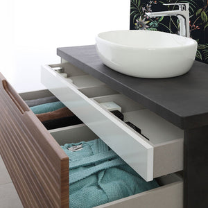 Mobile bagno sospeso 90 cm noce canaletto Ravello con lavabo in ceramica