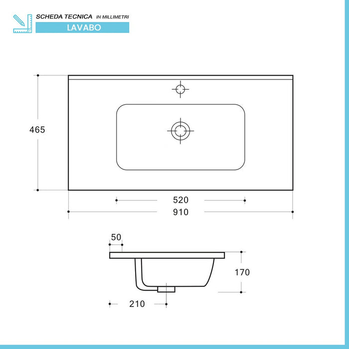 Mobile bagno sospeso 90 cm rovere bianco con pensile H 125 cm Nadia