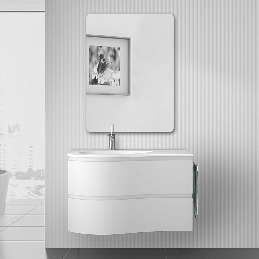 Mobile bagno sospeso 90 cm  Melody bianco opaco con vasca decentrata