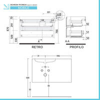 Mobile bagno sospeso 90 cm  Melody bianco opaco con vasca decentrata