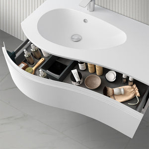 Mobile bagno sospeso 90 cm  Melody bianco opaco con vasca decentrata