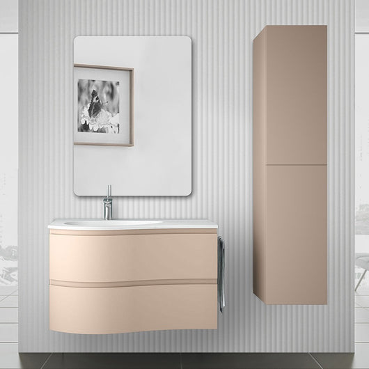 Mobile bagno sospeso 90 cm Melody cappuccino completo di vasca e specchio