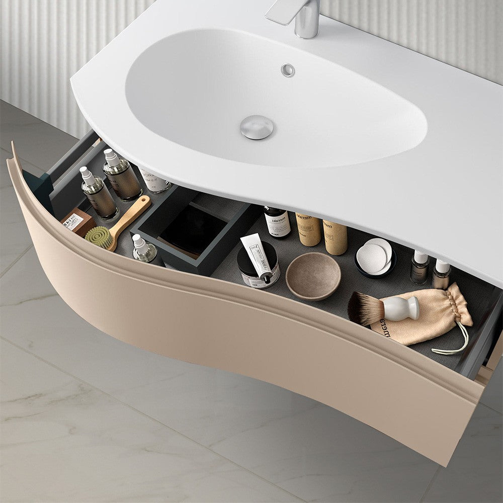 Mobile bagno sospeso 90 cm Melody cappuccino completo di vasca e specchio