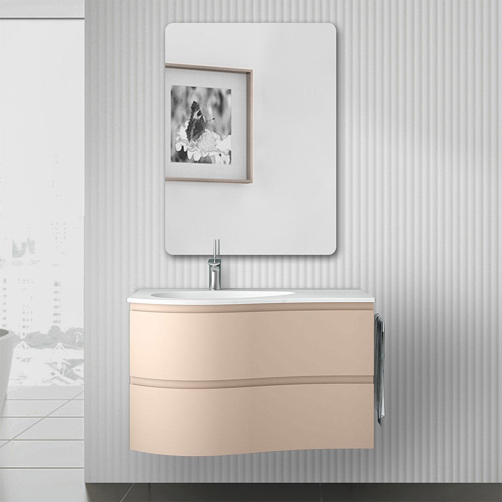 Mobile bagno sospeso 90 cm Melody cappuccino completo di vasca e specchio