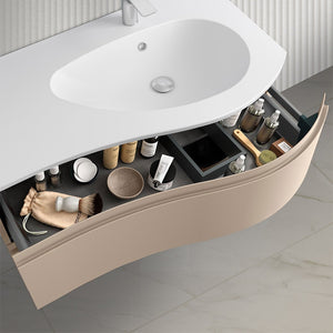 Mobile bagno sospeso 90 cm Melody cappuccino con vasca decentrata e specchio