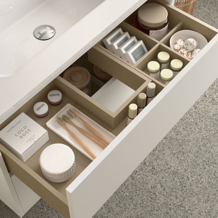 Mobile bagno sospeso bianco opaco 2 cassetti 80x45x54h Mango80