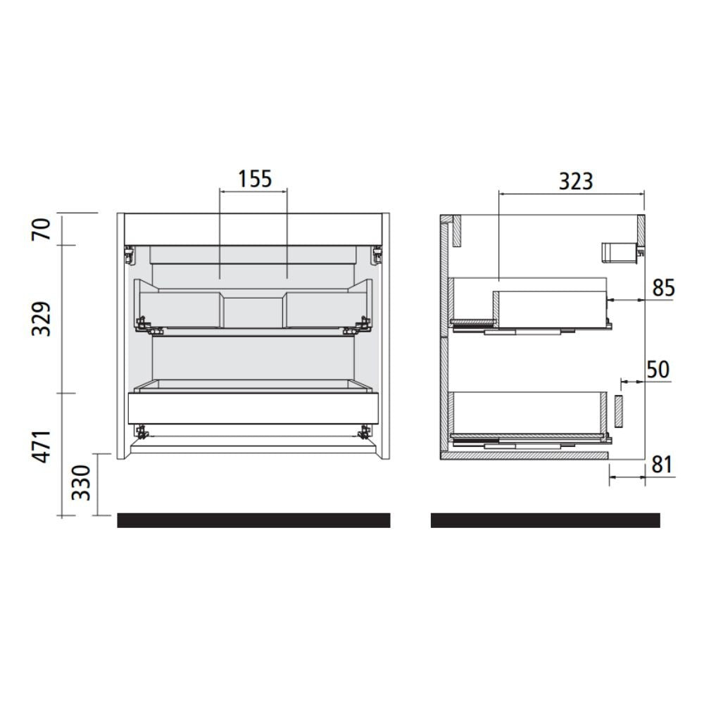 Mobile bagno sospeso bianco opaco 2 cassetti 80x45x54h Mango80