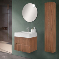 Mobile bagno sospeso cannettato 60 cm noce canaletto con specchio | Bali