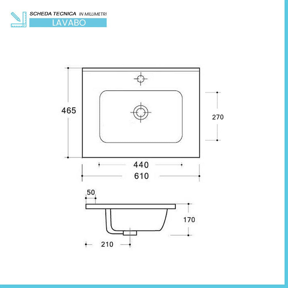 Mobile bagno sospeso cannettato 60 cm noce canaletto con specchio | Bali