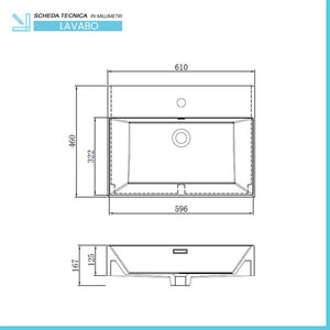 Mobile bagno sospeso cannettato 60 cm noce canaletto con specchio | Bali