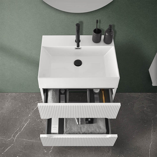 Mobile bagno sospeso cannettato 70 cm bianco opaco con specchio | Bali