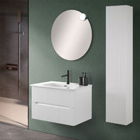 Mobile bagno sospeso cannettato 70 cm bianco opaco con specchio | Bali