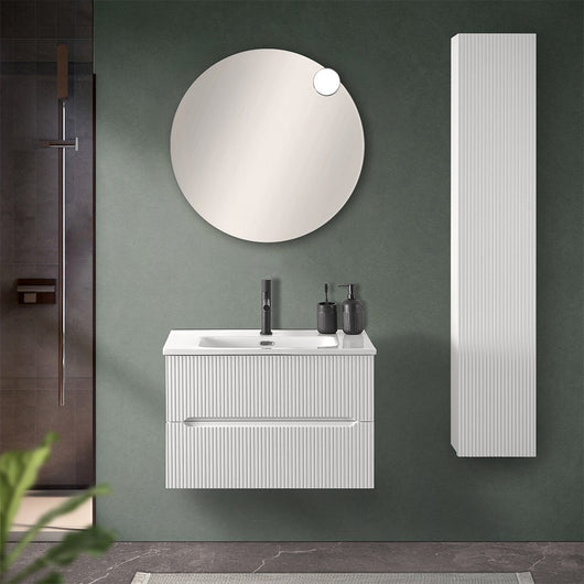 Mobile bagno sospeso cannettato 70 cm bianco opaco con specchio | Bali