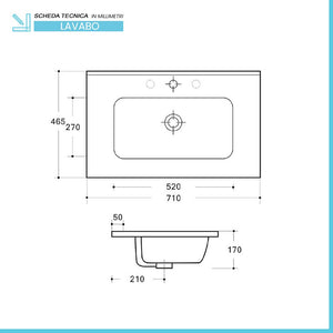 Mobile bagno sospeso cannettato 70 cm bianco opaco con specchio | Bali