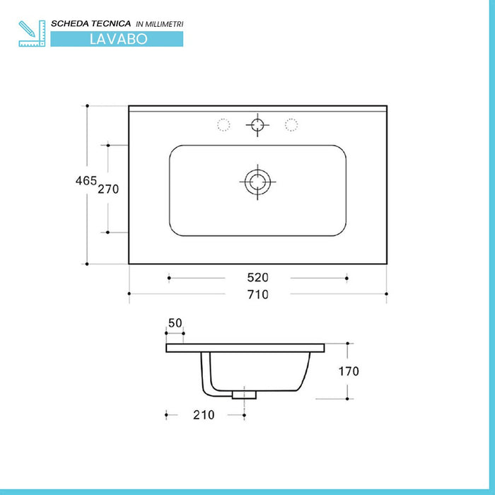 Mobile bagno sospeso cannettato 70 cm bianco opaco con specchio | Bali