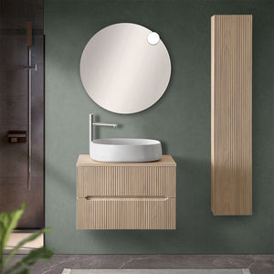 Mobile bagno sospeso cannettato 70 cm sabbiato con top e specchio | Bali