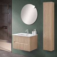 Mobile bagno sospeso cannettato 70 cm teak sabbiato con specchio | Bali