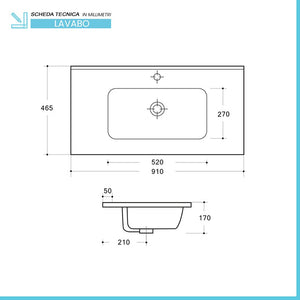 Mobile bagno sospeso cannettato 90 cm bianco opaco con specchio | Bali