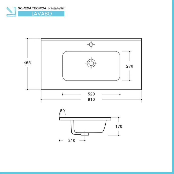 Mobile bagno sospeso cannettato 90 cm bianco opaco con specchio | Bali