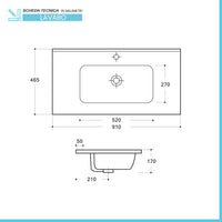 Mobile bagno sospeso cannettato 90 cm noce canaletto con specchio | Bali