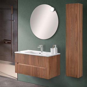 Mobile bagno sospeso cannettato 90 cm noce canaletto con specchio | Bali