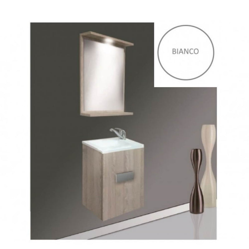 Mobile bagno sospeso Charlie con specchio bianco