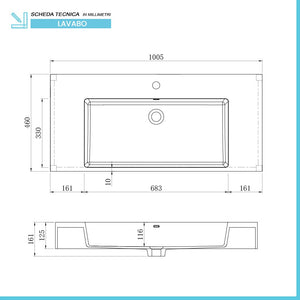 Mobile bagno sospeso 80 con lavabo 100 colore blu pastello e specchio Iside