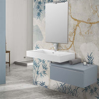 Mobile bagno sospeso 80 con lavabo 100 colore blu pastello e specchio Iside