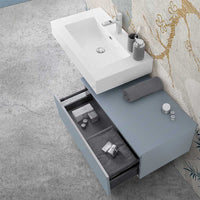 Mobile bagno sospeso 80 con lavabo 100 blu pastello e specchio Iside