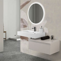 Mobile bagno sospeso 80 con lavabo 100 grigio perla e specchio Iside