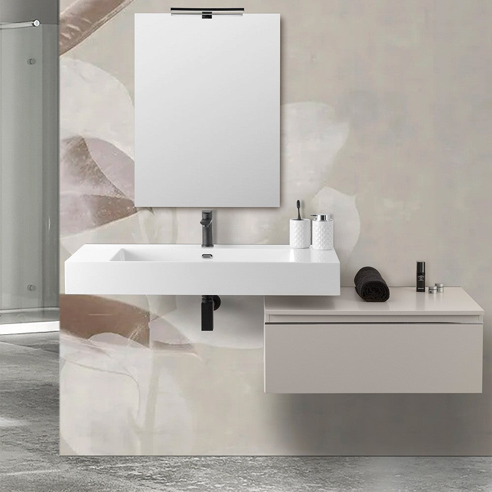 Mobile bagno sospeso 80 con lavabo 100  colore grigio perla e specchio Iside