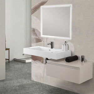 Mobile bagno sospeso 80 con lavabo 100  grigio perla più specchio Iside