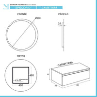 Mobile bagno sospeso 80 con lavabo 100 grigio perla e specchio Iside