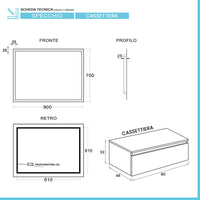 Mobile bagno sospeso 80 con lavabo 100  grigio perla più specchio Iside