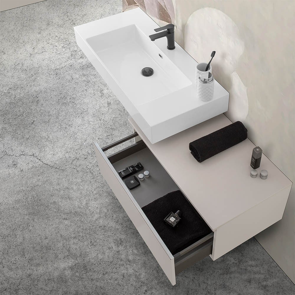 Mobile bagno sospeso 80 con lavabo 100  grigio perla più specchio Iside