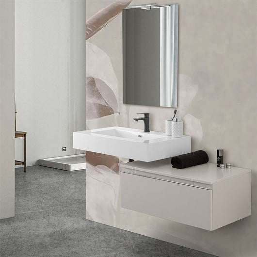 Mobile bagno sospeso 80 con lavabo 100  grigio perla e specchio Iside