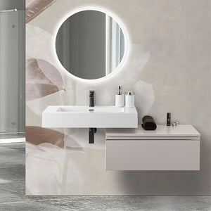 Mobile bagno sospeso 80 con lavabo 100 grigio perla e specchio Iside